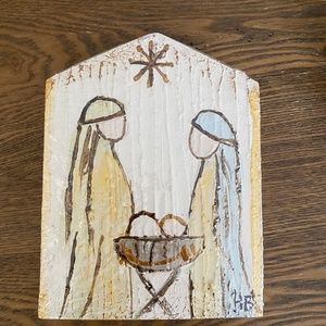 Raz imports Holy Family textured wood block collectors
